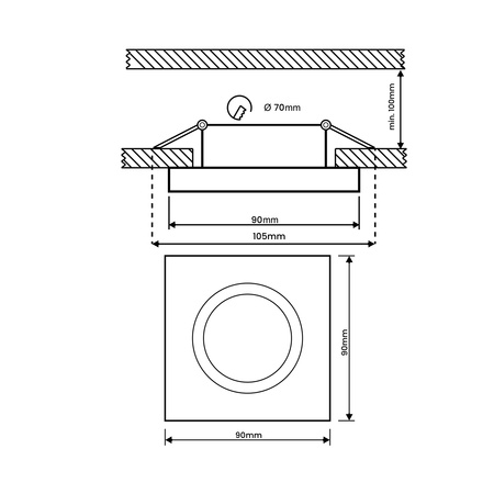 Halogenová Podhledové svítidlo GU10, MR16 Nastavitelná Čtvercová Bílá VENTUS LUMILED