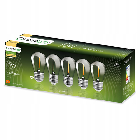 5x Žárovka LED E27, vlákna pro garland ST14 1W = 10W 2700K 100lm Teplá bílá LUMILED