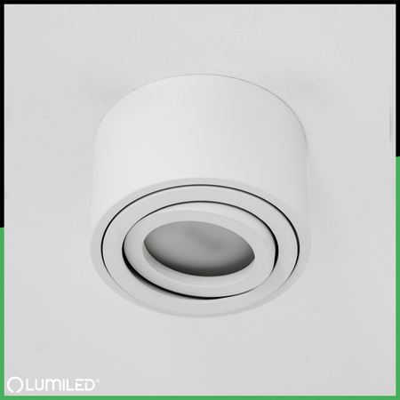 Povrchové Halogenové svítidlo, TUBA SPOT Nastavitelná Kulatá 50mm Bílá AMAT-S + LED 7W 4000K LUMILED