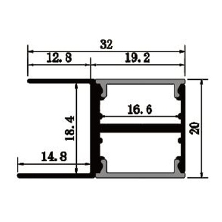 Nábytkový Eloxovaný Hliníkový Profil pro LED Pásky KM48, Stříbrný 2m + Průhledná Krytka + Záslepky LUMILED