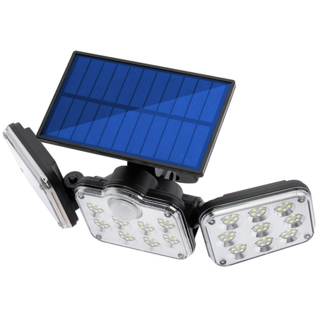 Solární Reflektor 138x LED 10W 480lm Studená bílá IP65 pohybový senzor + dálkové ovládání