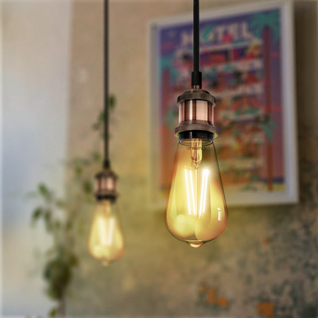 Závěsná LAMPA závěs s držákem lampy IL MIO NOLA E27 měděný 100cm černý kabel