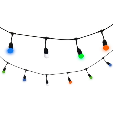 Venkovní zahradní girlanda světelný řetěz PARTY 5.6m 10xE27 barevný RGB 6W GOLDLUX (Polux)