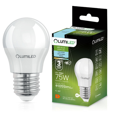 Žárovka LED E27, P40 10W = 75W 1055lm 6500K Studená bílá 180° LUMILED