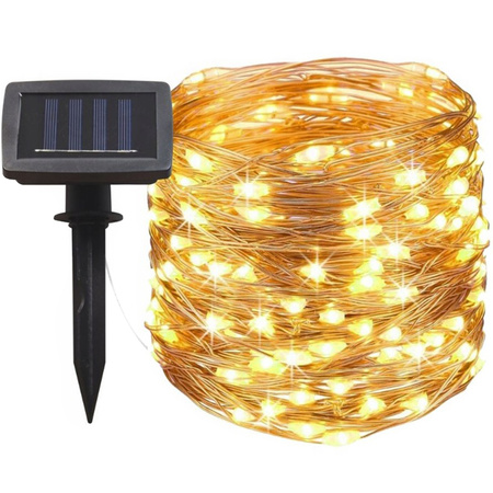Solar Garland Garden DEKORATIVNÍ Světelný řetěz 100 LED. Teplá bílá barva