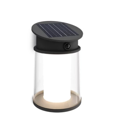 Zahradní nástěnná lampa Solární venkovní fasádní LED 3,2 W 470 lm 4000K IP44 s pohybovým a soumrakovým senzorem Černá Juda Ultra Efficient Philips