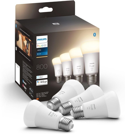 4x LED žárovka E27 A60 9W = 60W 800 lm 2700K teplá bílá chytrá Bluetooth ZigBee White Philips Hue