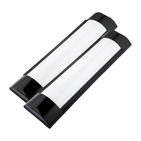 2x LED Panel Svítidlo Povrchová Montáž Černý 30cm 9W 6500K Studená Barva