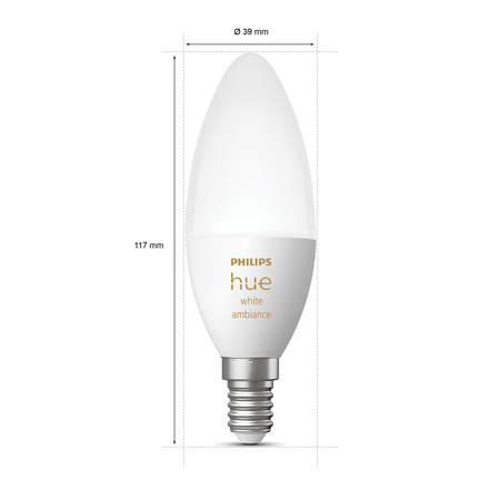 2PAK LED žárovka svíčka E14 B39 4W CCT PHILIPS HUE White & Ambiance Bluetooth Zigbee