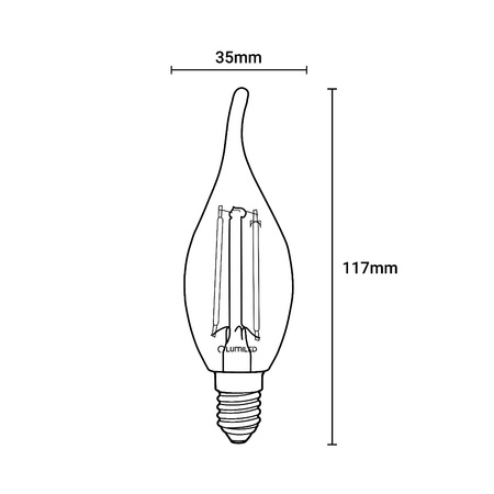 6x Žárovka LED Plamínek BA35, E14 7W = 60W 770lm 4000K Neutralní bílá 360° Filament LUMILED