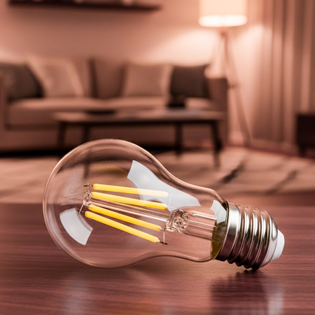 6x LED žárovka E27 A60 3,8W 840lm = 60W 4000K neutrální bílá 360° vlákno energetická třída A SVÍTÍCÍ