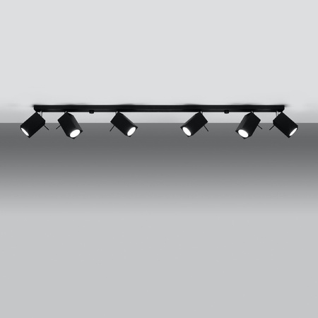 Svítidlo pro povrchovou montáž MERIDA 6L 6xGU10 Reflektor Halogenový pohyblivý pásek Minimalistická černá SOLLUX