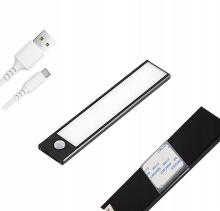 LED lišta na nábytek pod skříňovou lampu 1W 4500K 20cm s pohybovým senzorem černá
