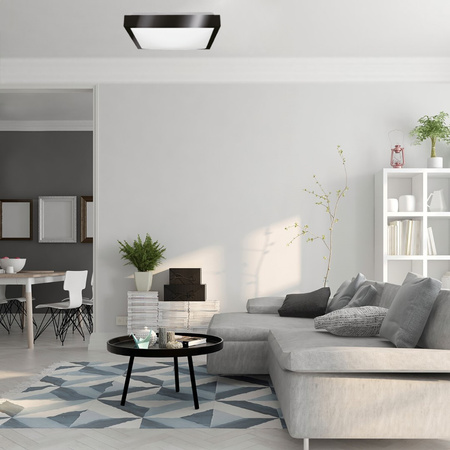 Plafond LED stropní svítidlo 41cm 2x E27 černý čtverec + 2x LED žárovka 10W 4000K Lumiled