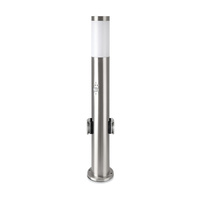 Stožár zahradní lampy E27 IP44 S pohybovým senzorem a zahradními zásuvkami 60CM Satin nikl VT-838 V-TAC