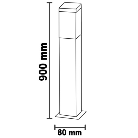 Zahradní lampa E27 SLOUP ČTVRTOVÝ 90cm Stříbrná