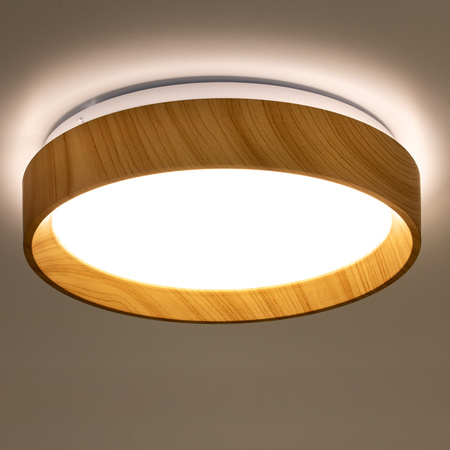 Plafond LED povrchové stropní svítidlo WOODY 18W 4000K Round IP44 27cm LUMILED