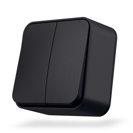 Vypínač světla 2tlačítkový 10A pro povrchovou montáž černý BINERA VIDEX