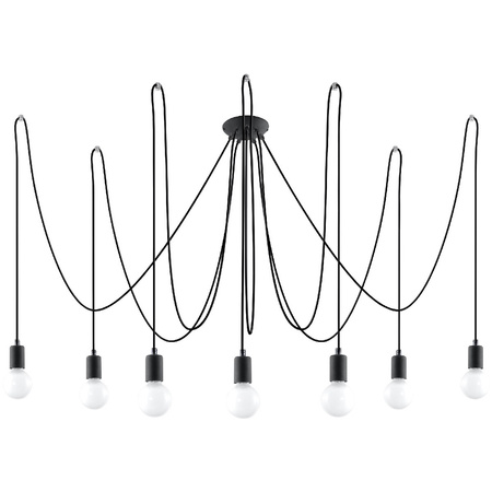 EDISON 7xE27 Pavoučí lustr Závěsné stropní svítidlo Loft Black SOLLUX