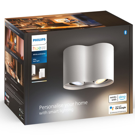 Stropní svítidlo LED Spot Pillar White 2x5W CCT PHILIPS HUE Bluetooth Zigbee + stmívač