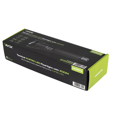 Taktická dobíjecí USB vojenská LED svítilna 15W VA0075 Vayox