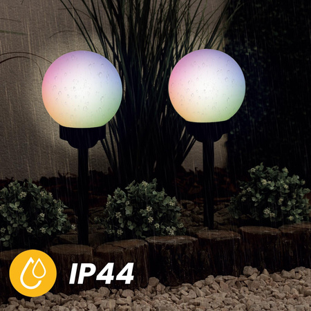 LED ATRIS Solární zahradní lampa poháněná nadzemní bílou koulí 15 cm RGB LUMILED