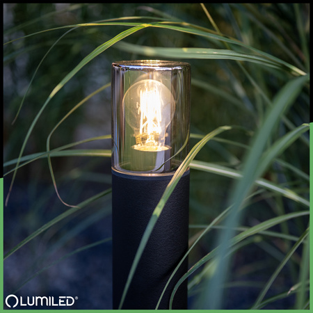 Venkovní stojací stožáry Zahradní lampa pro žárovku E27 Černé sklo IP54 80 cm SALVIA LUMILED