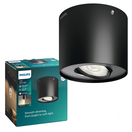 Povrchové svítidlo LED PHASE 6,5W 2700K Stmívatelné Pohyblivé černé PHILIPS