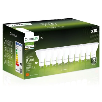 10x Žárovka LED GU10, 1.5W = 15W 135lm 4000K Neutrální bílá 120° LUMILED
