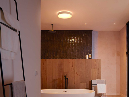 LED Plafond DEVERE Koupelnové stropní svítidlo bílé 33,5W 42,5cm IP44 CCT PHILIPS HUE Bluetooth + stmívač