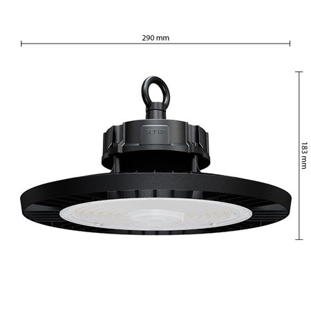 High Bay 200W 30000lm 4000K Neutrální 90° stmívatelná průmyslová LED lampa černá IP65 Masterled