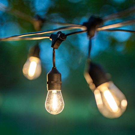 Solární zahradní girlanda 22x LED Dekorativní žárovky 15m + Dálkové ovládání IP65 2700K Teplá SOLLIS LUMILED