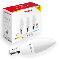 3x LED žárovka E14 C37 4.7W = 40W 470lm 4000K Neutrální bila 220° Mléčná TOSHIBA