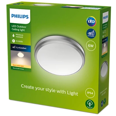 LED venkovní stropní zahradní svítidlo DORIS myGarden 6W 2700K IP54 nástěnné svítidlo stříbrné PHILIPS