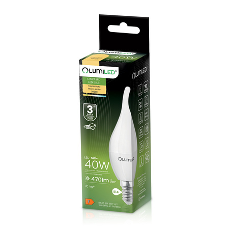 6x LED žárovka E14 Candle BA35 5W = 40W 470lm 3000K Warm 180° LUMILED