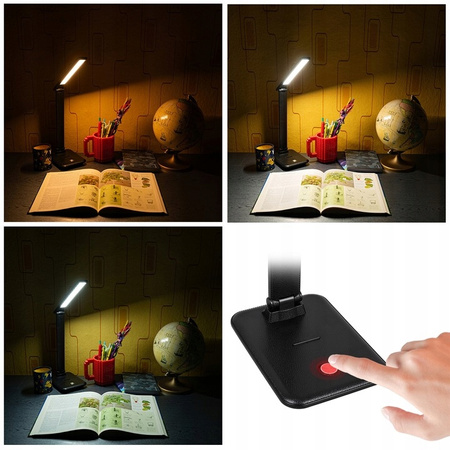 Stolní nastavitelná stolní lampa LED 5W 400lm 3000-4000-6500K CCT dobíjecí školní noční světlo stmívatelné vypínač černý Kivo Masterled