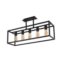 CRATE 9047 Nowodvorski stropní lampa černá 5xE27 Loft ocelový lustr