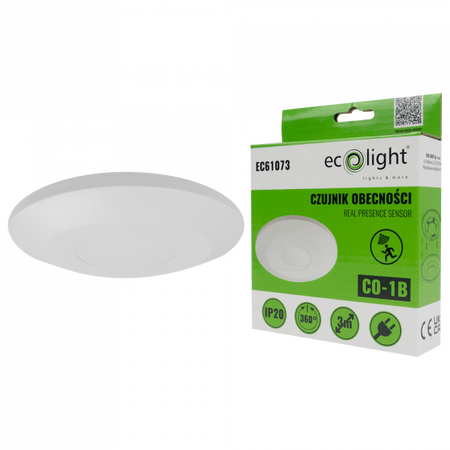 Senzor pohybu a soumraku PIR Povrchová montáž Stropní bílý 3m 360° CO Ecolight
