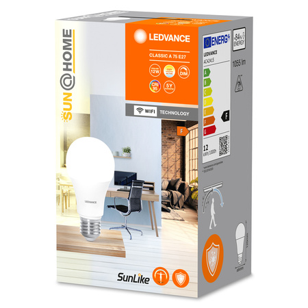 LED žárovka E27 12W = 75W 1055lm CCT Stmívatelná SMART+ WiFi Sun@Home Ledvance
