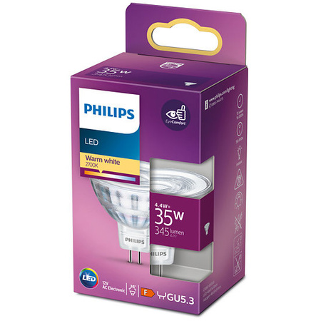 LED žárovka GU5.3 MR16 4.4W = 35W 345lm 2700K Teplá bílá 36° 12V PHILIPS