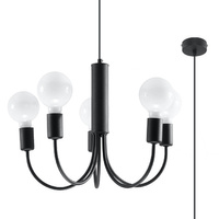 LED PICCOLO Závěsné stropní svítidlo 5xE27 Lustr černý SOLLUX