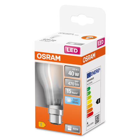 LED žárovka A60 B22d 4W = 40W 470lm 4000lm neutrální bílá 300° Retrofit žárovka CLASSIC Osram
