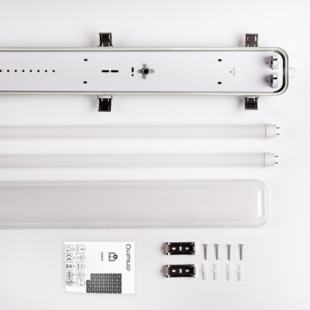 Hermetické Prachotěsné svítidlo 2x T8, G13 IP65 150cm + LED Trubice 25W 4000K LUMILED