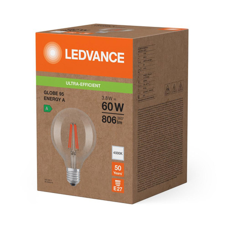 LED žárovka Ball E27 G95 3,8W = 60W 806lm 4000K Neutral 300° Ledvance