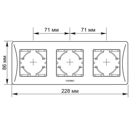Horizontální rámeček zásuvky Trojitá povrchová montáž bílá BINERA VIDEX