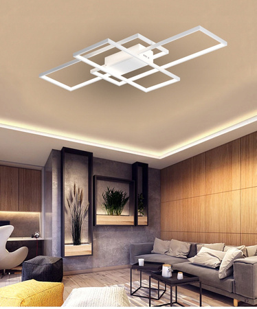 Geometrické stropní svítidlo PLAFON LED lustr 130W 3000K-6500K bílá + dálkový ovladač