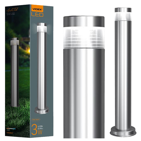 Venkovní zahradní lampa SLIDE 60cm IP54 3W 300lm 2700k teplá stříbrná LUKAS Videx