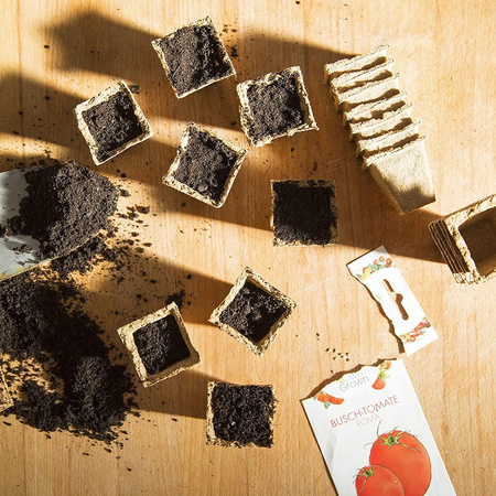 Sada 72x rašelinových květináčů 5x5 cm pro výsev sazenic Biologicky odbouratelný čtverec