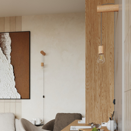 Závěsné svítidlo E27 přírodní dřevo bílé Nimbi Peach Puff SL.1644 Sollux