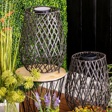 LED solární lampa Venkovní zahradní stojící lucerna 3000K IP44 35cm soumrakový senzor